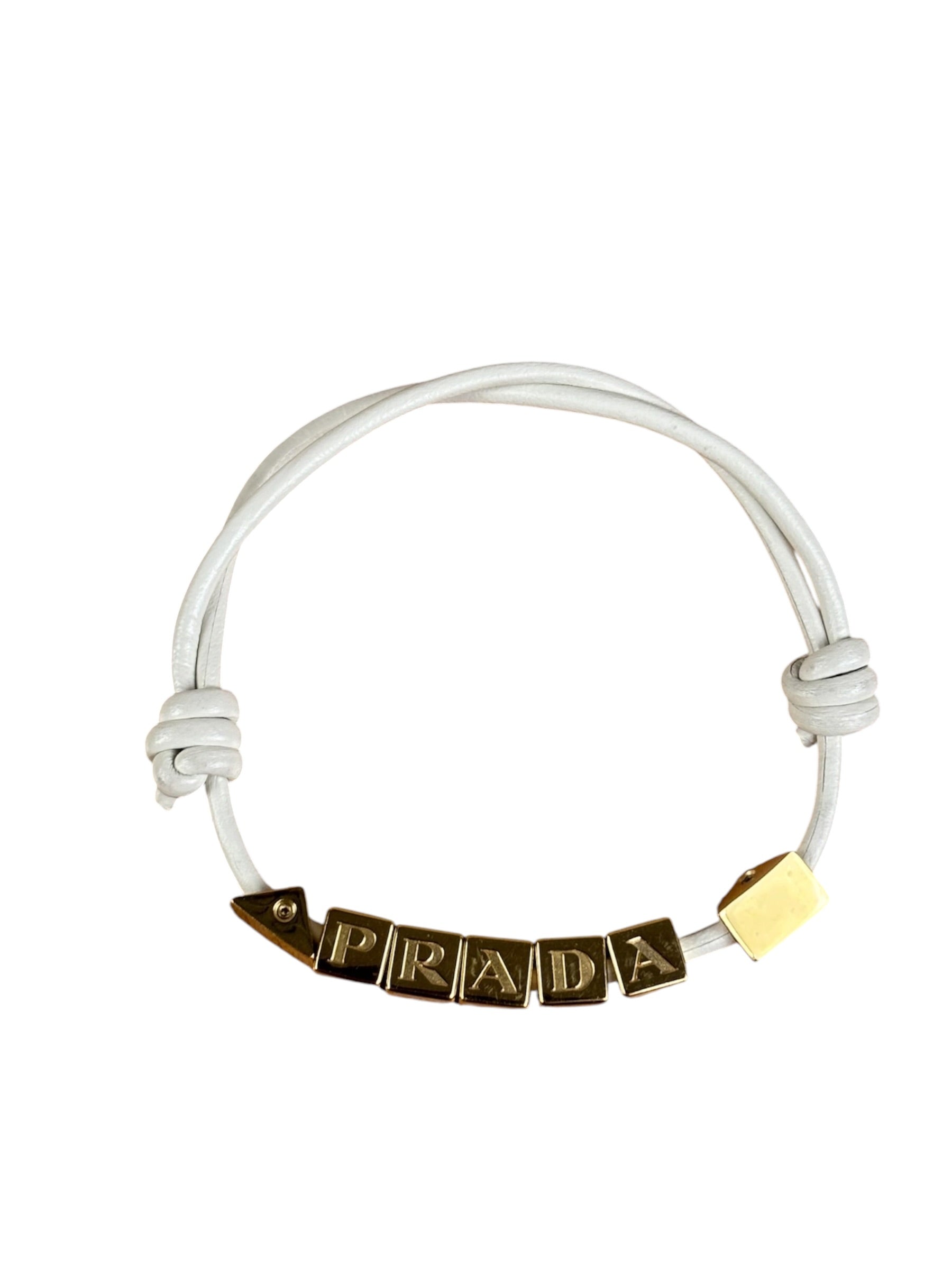 Prada Nappa Leather Logo Embellished Bracelet