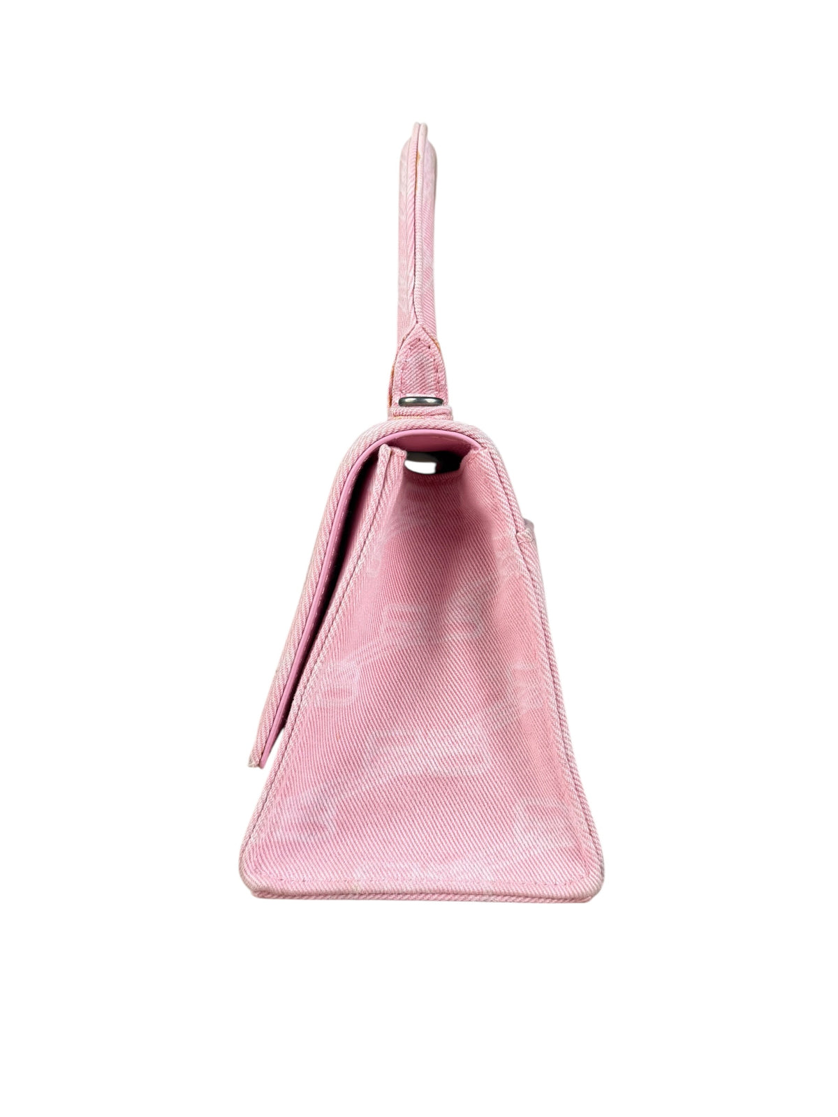 Balenciaga Pink Denim Small Hourglass 2Way Handbag