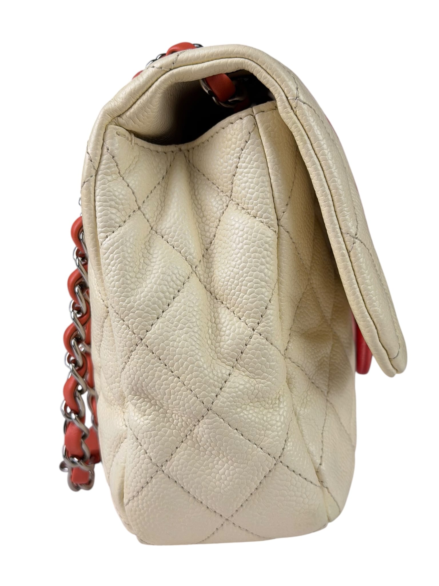 Chanel Quilted Caviar Ivory/Pink Ombre Jumbo Flap 2013
