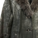 Vintage Black Suede/Leather Fur-Line Long Coat