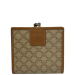 Celine Vintage Brown Leather Macadam Bi-Fold/Kiss-Lock Coin Wallet
