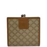 Celine Vintage Brown Leather Macadam Bi-Fold/Kiss-Lock Coin Wallet