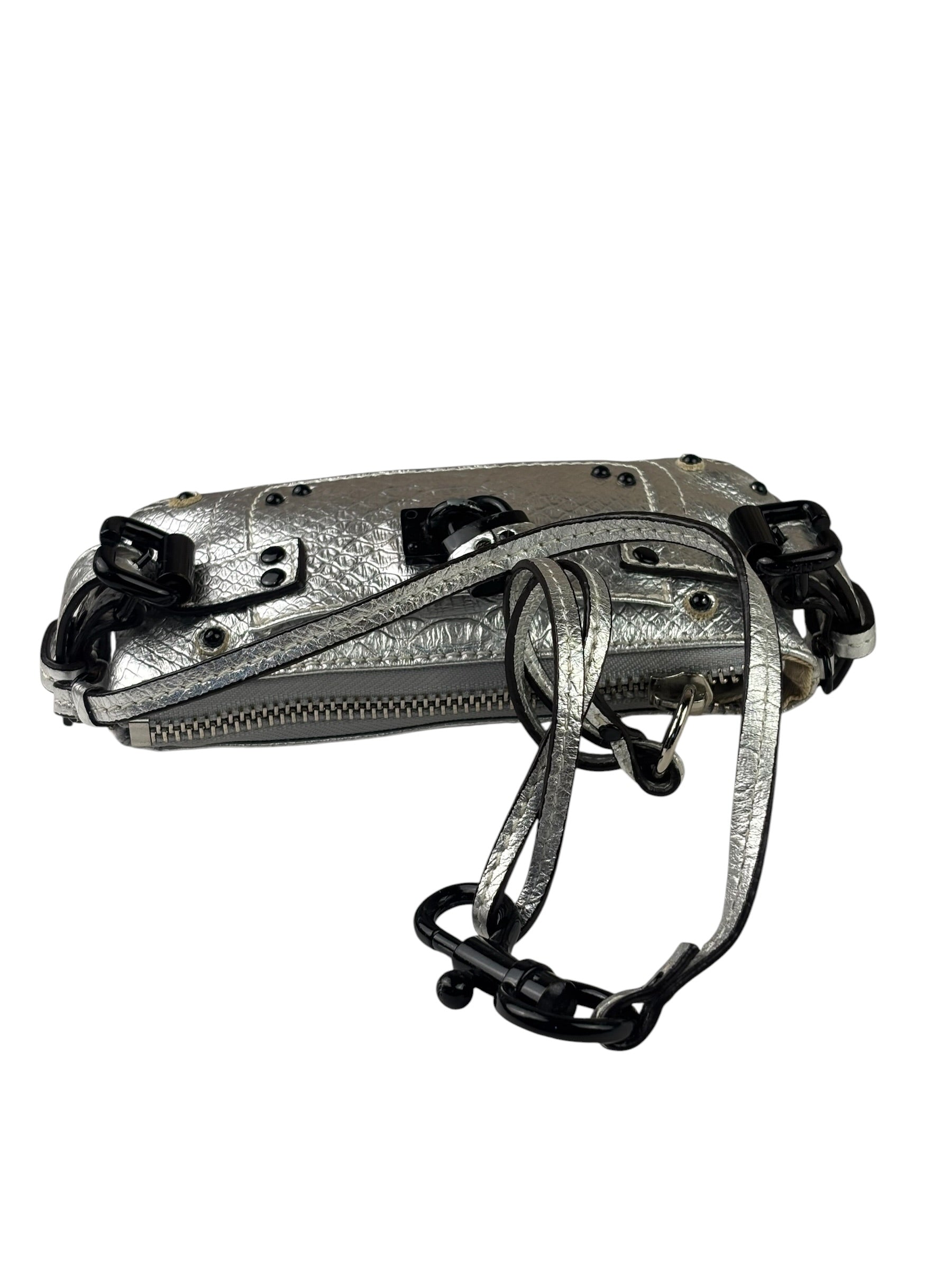 Chloe Metallic Silver Leather Paddington Pochette