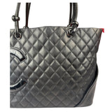 Chanel Black Quilted Leather Ligne Cambon Tote Mid 2000's