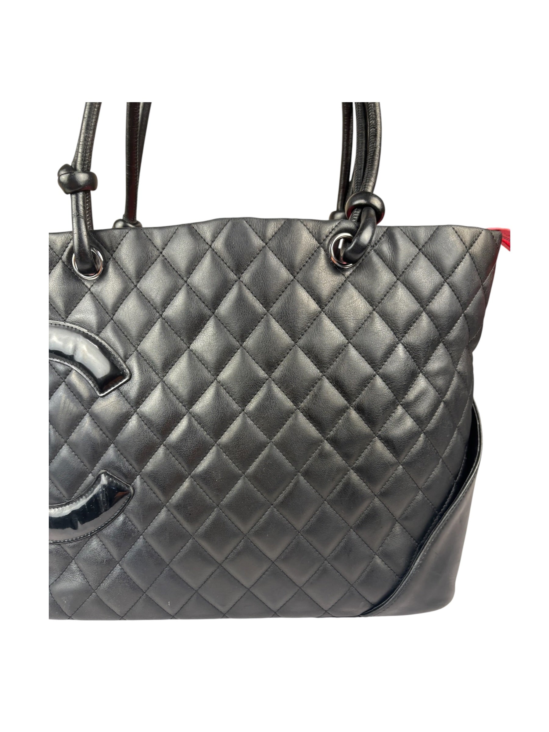 Chanel Black Quilted Leather Ligne Cambon Tote Mid 2000's