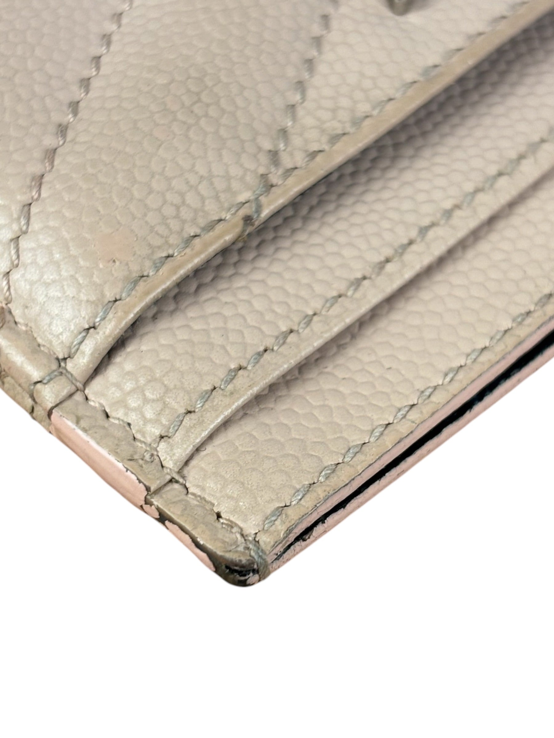 YSL Pale Pink Leather Cassandre Matelasse Card Holder
