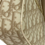 Christian Dior Beige Leather Trim Trotter Floral Embroidered Flap Bag
