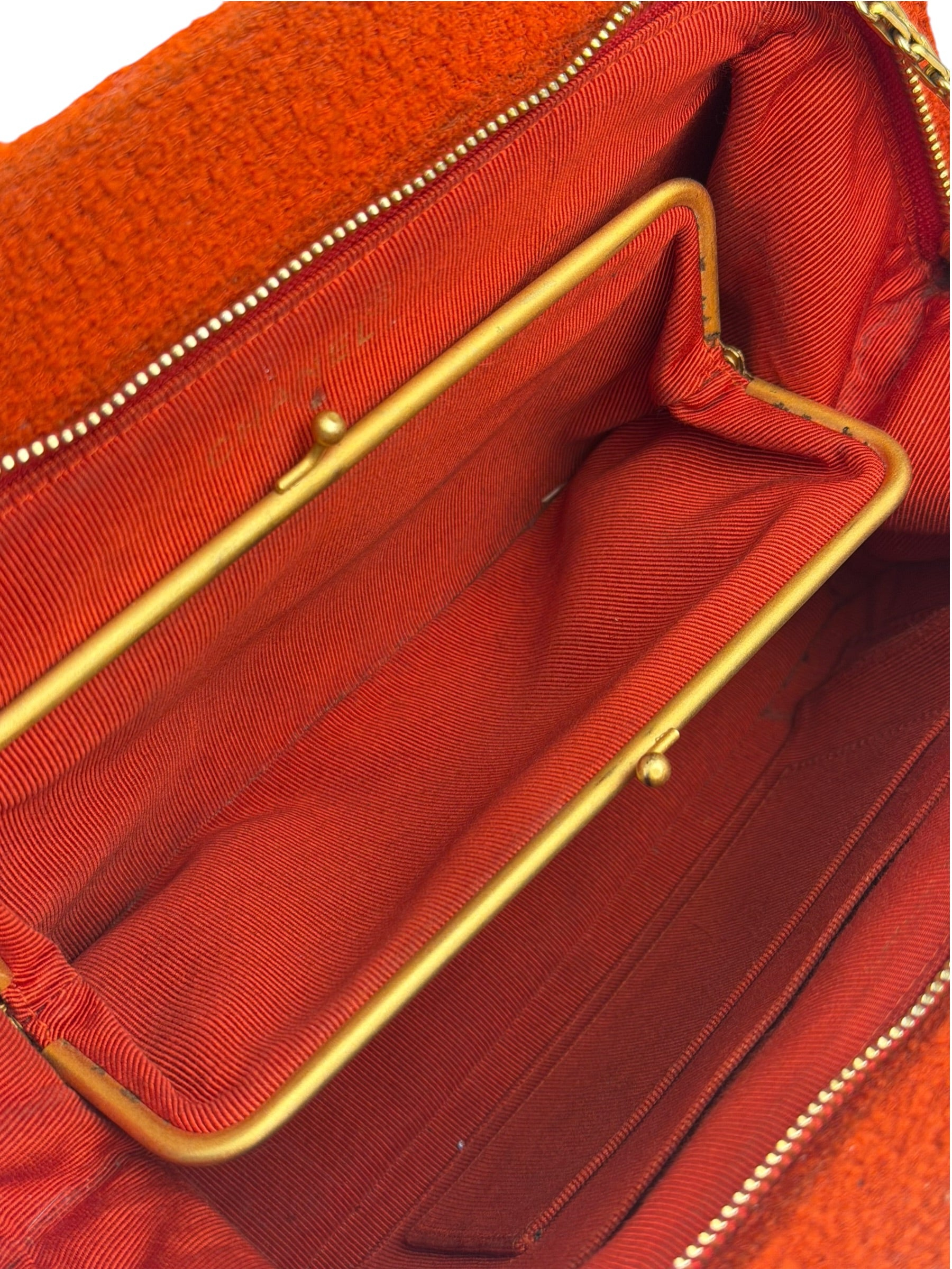 Chanel Vintage Red Quilted Tweed Shoulder Bag 1994