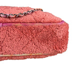 Chanel Coral Terry Cloth Quilted Jumbo Single Flap Shoulder Bag2020