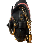 Gucci GG Black/Pink Canvas Horsebit Chain Shoulder Bag