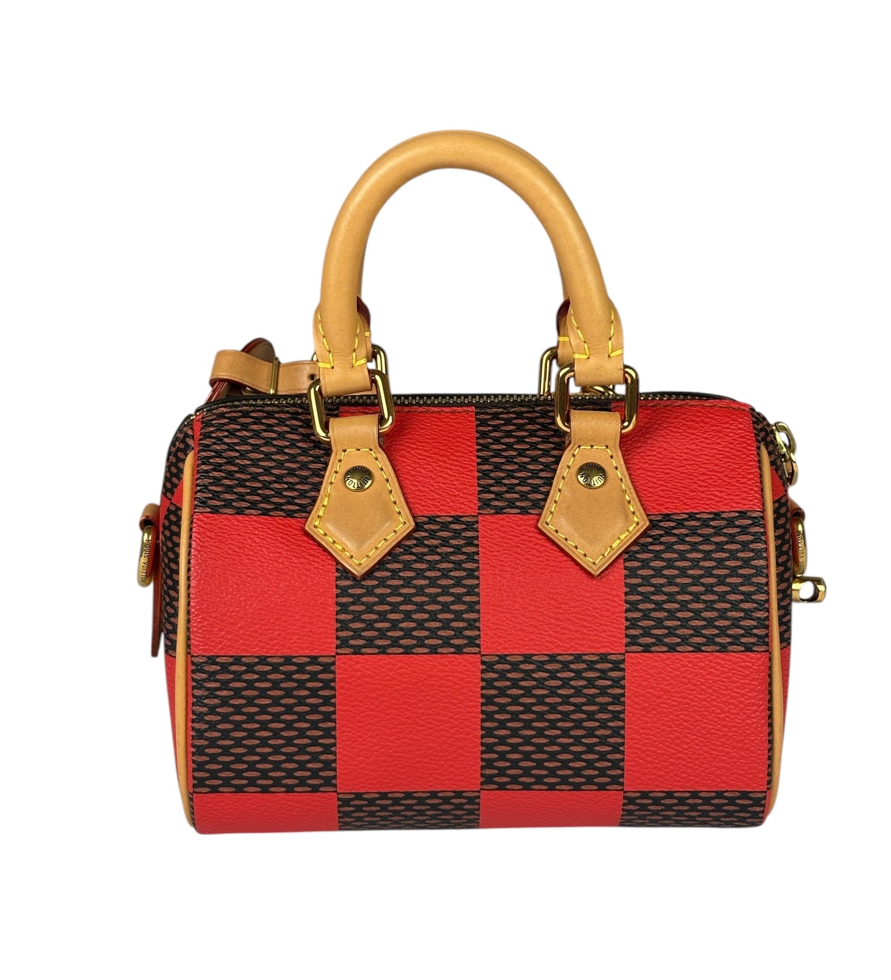 Louis Vuitton Red Pop Damier Nano Speedy Bandouliere Two-Way Bag