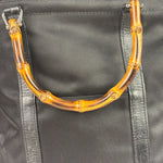 Gucci Black Nylon/Leather Trim Bamboo Top Handle Tote