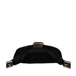 Fendi Black Leather Trim Baguette