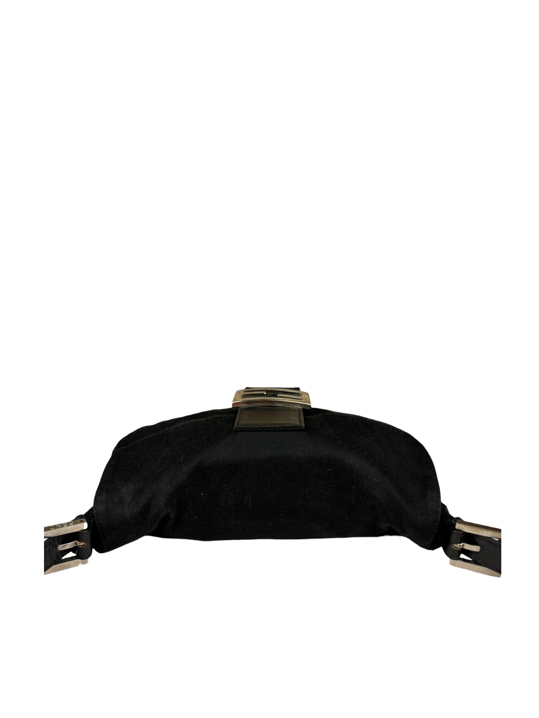 Fendi Black Leather Trim Baguette