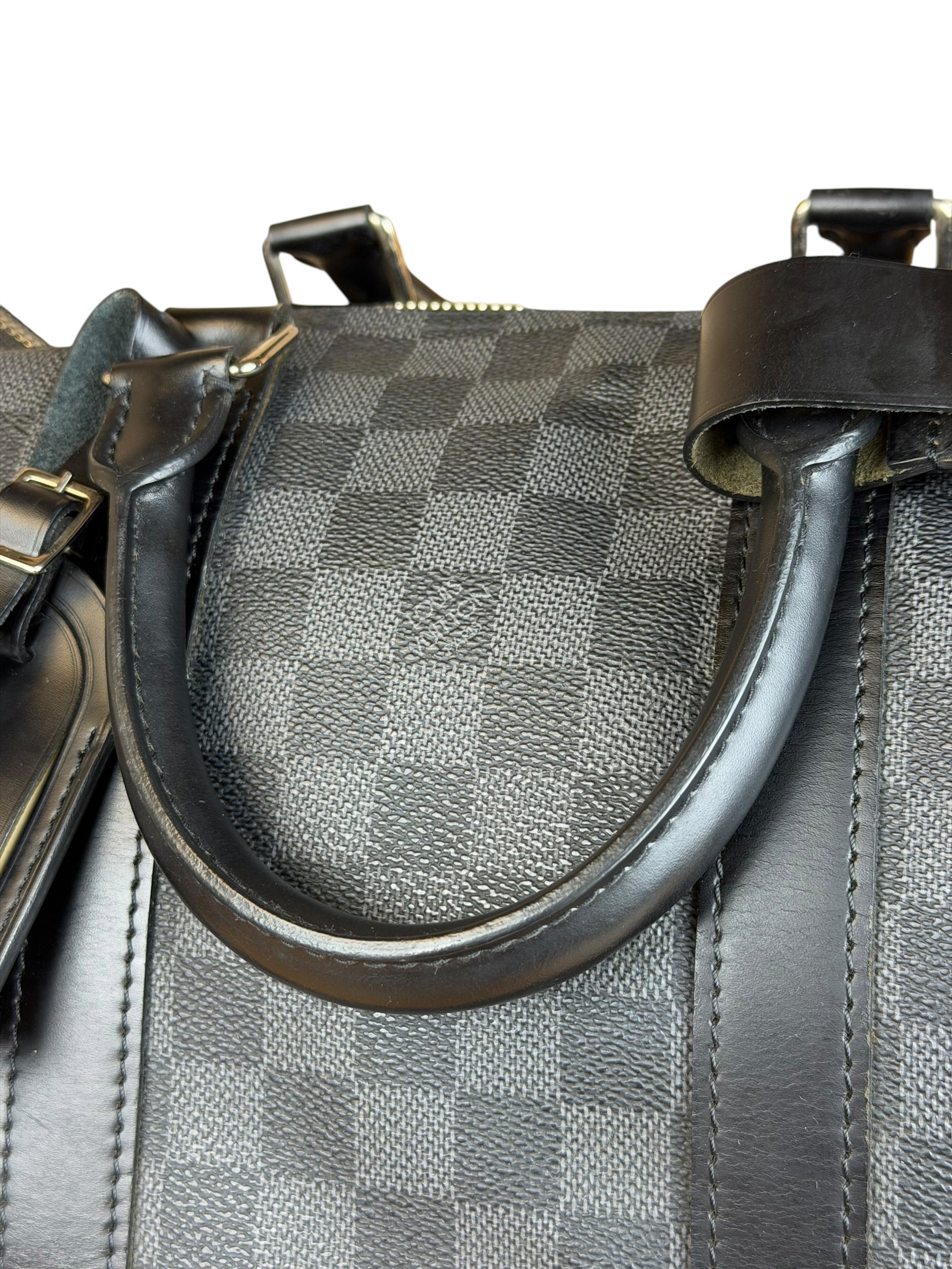 Louis Vuitton Canvas Damier Graphite Keepall Bandouliere Hand Bag
