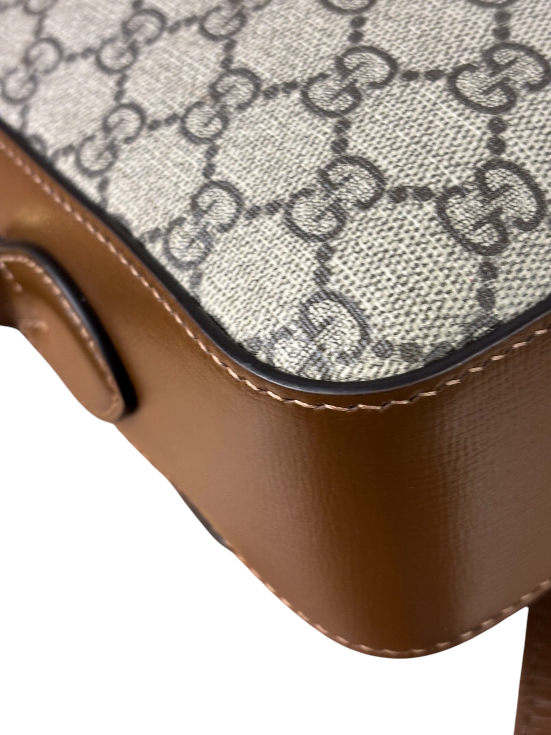 Gucci Brown Leather GG Horsebit Camera Bag 1955