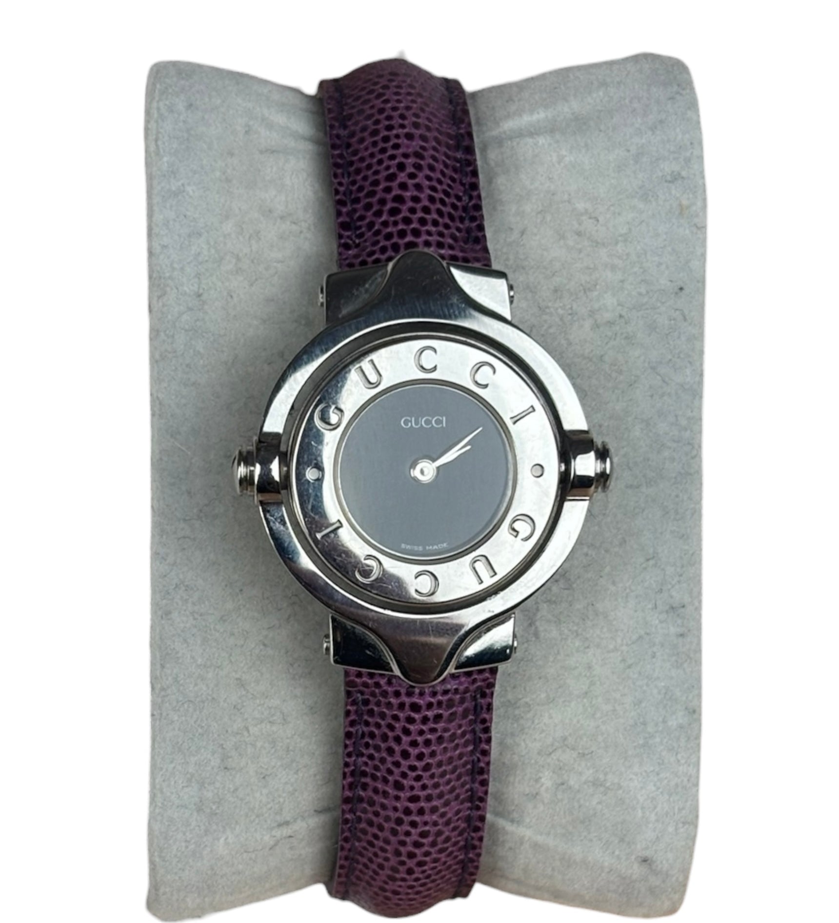 Gucci 6600L Turn Face Purple Leather Strap