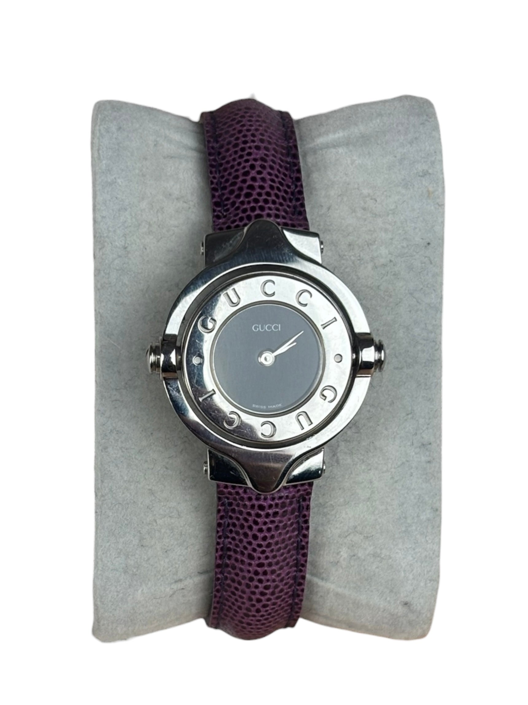 Gucci 6600L Turn Face Purple Leather Strap