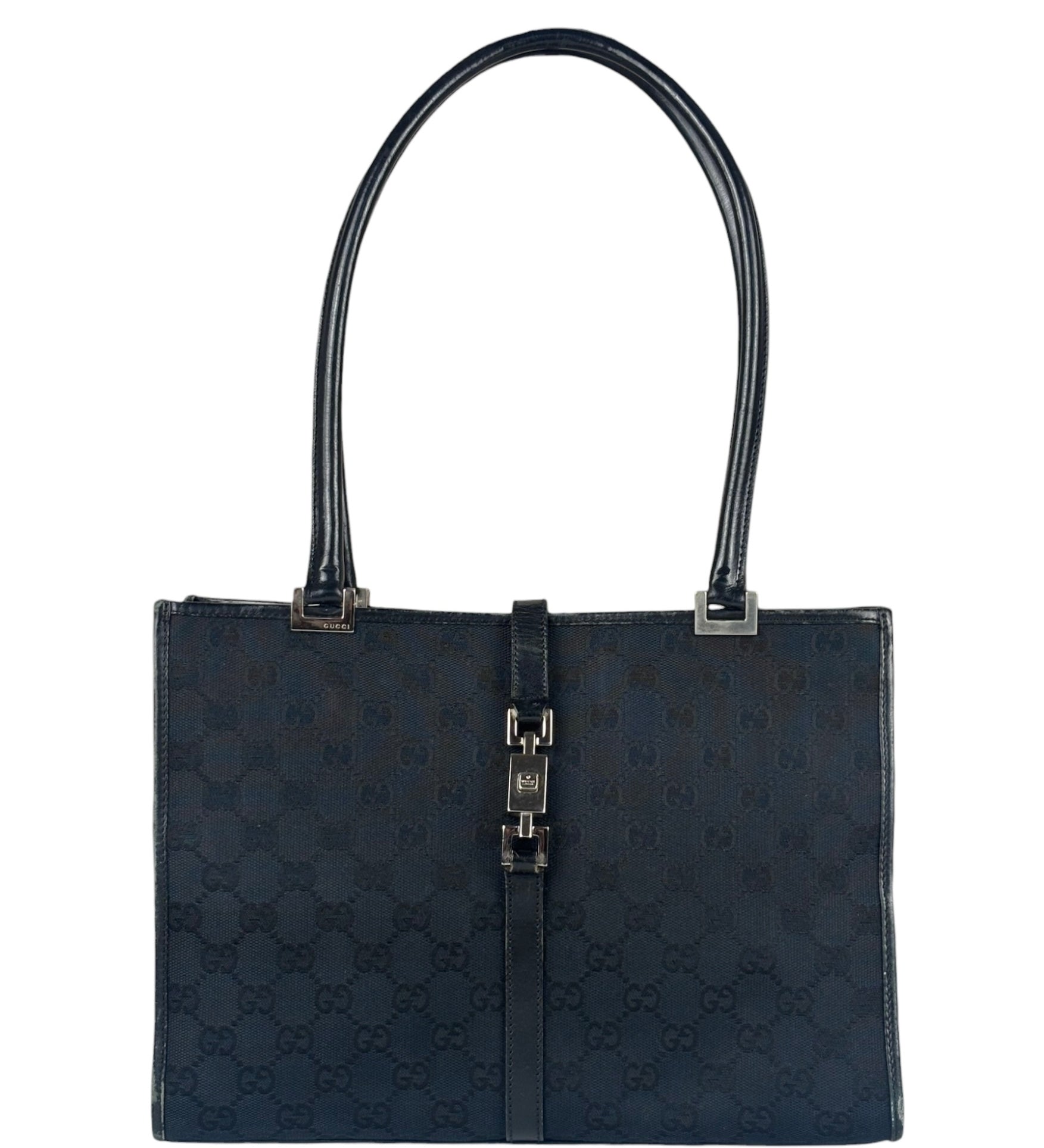 Gucci GG Black Canvas Vintage Jackie Tote Handbag