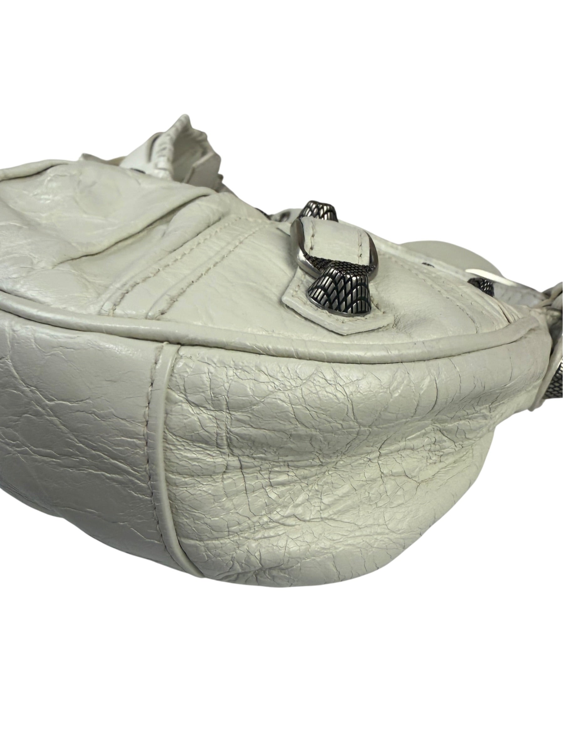 Balenciaga White Lambskin Le Cagole Shoulder Bag
