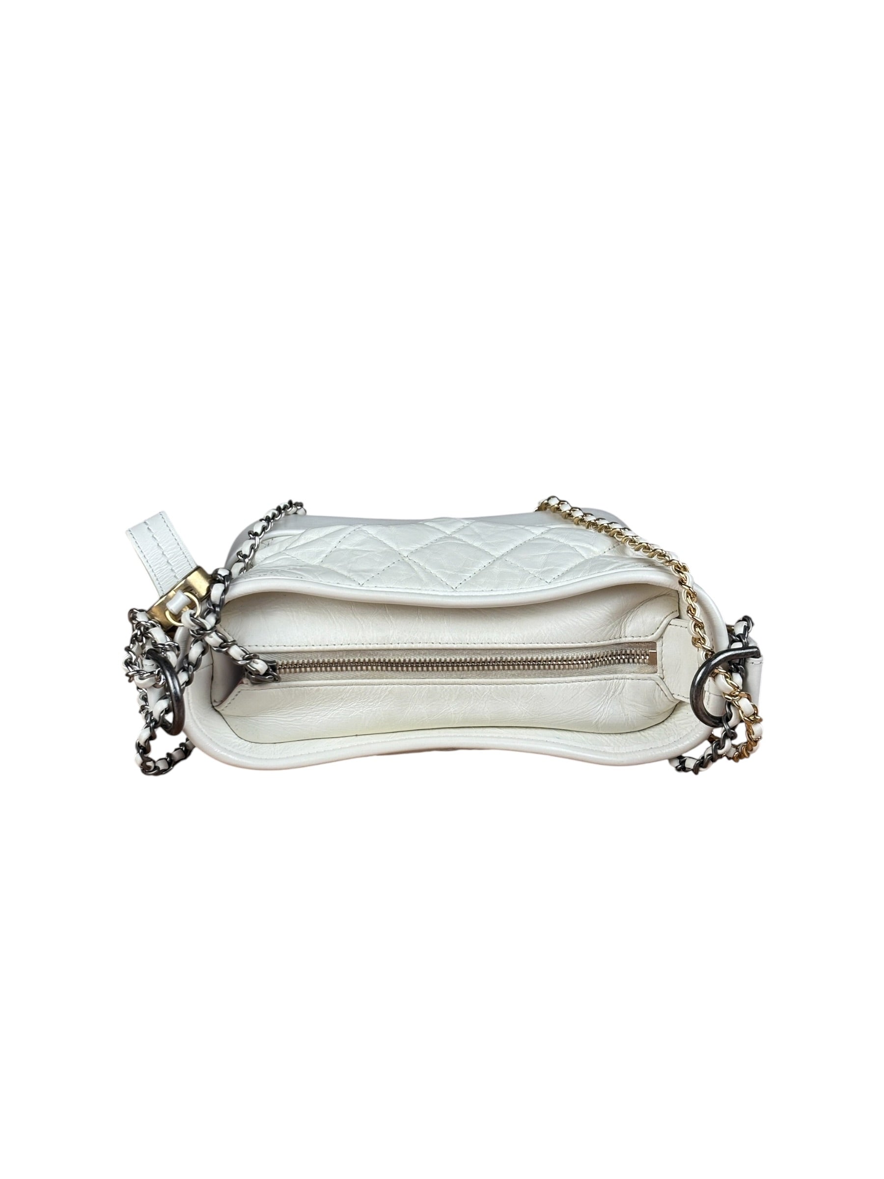 Chanel White Quilted Leather Small Gabrielle Hobo Bag 2019