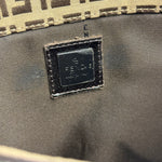 Fendi Brown Leather Trim Zucca Mamma Baguette
