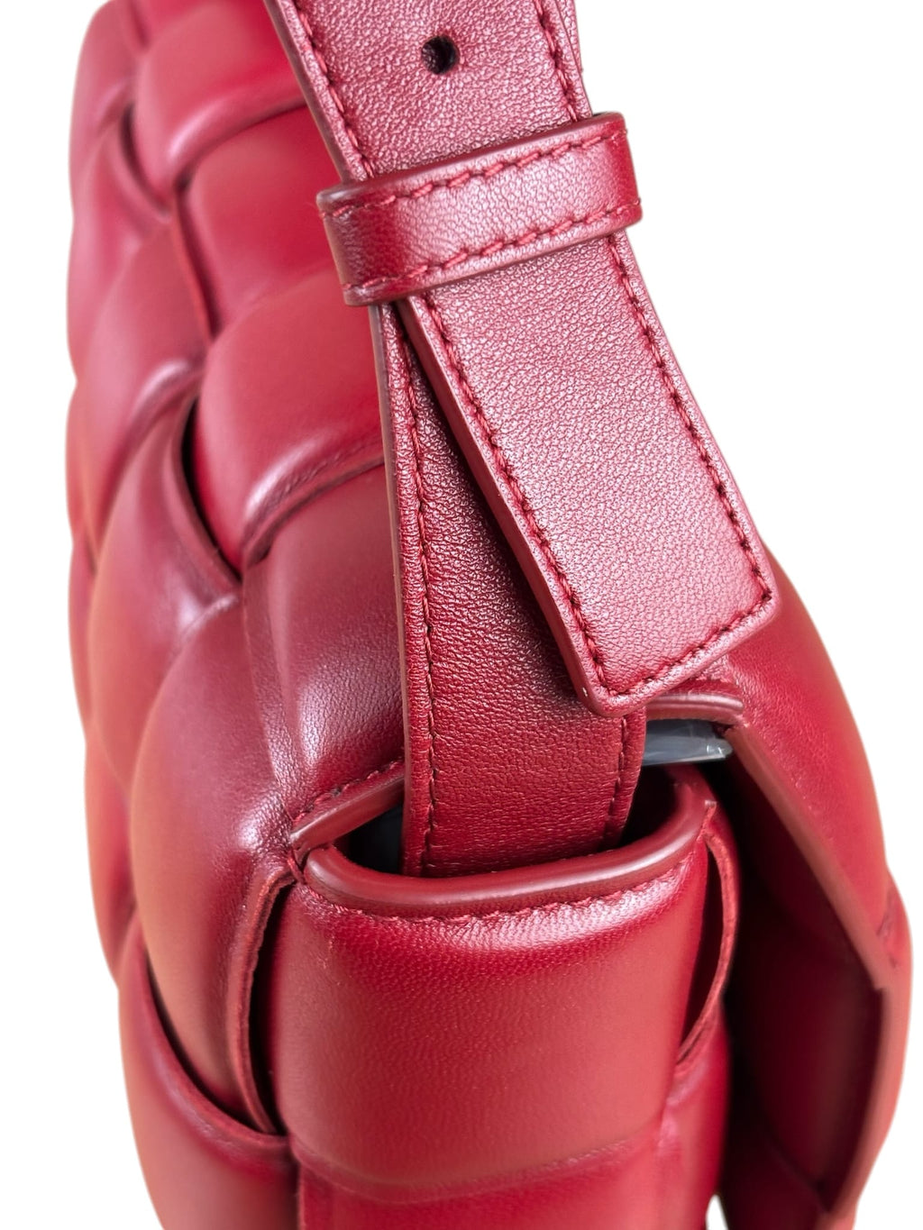 Bottega Veneta Red Intrecciato Padded Cassette Flap Bag