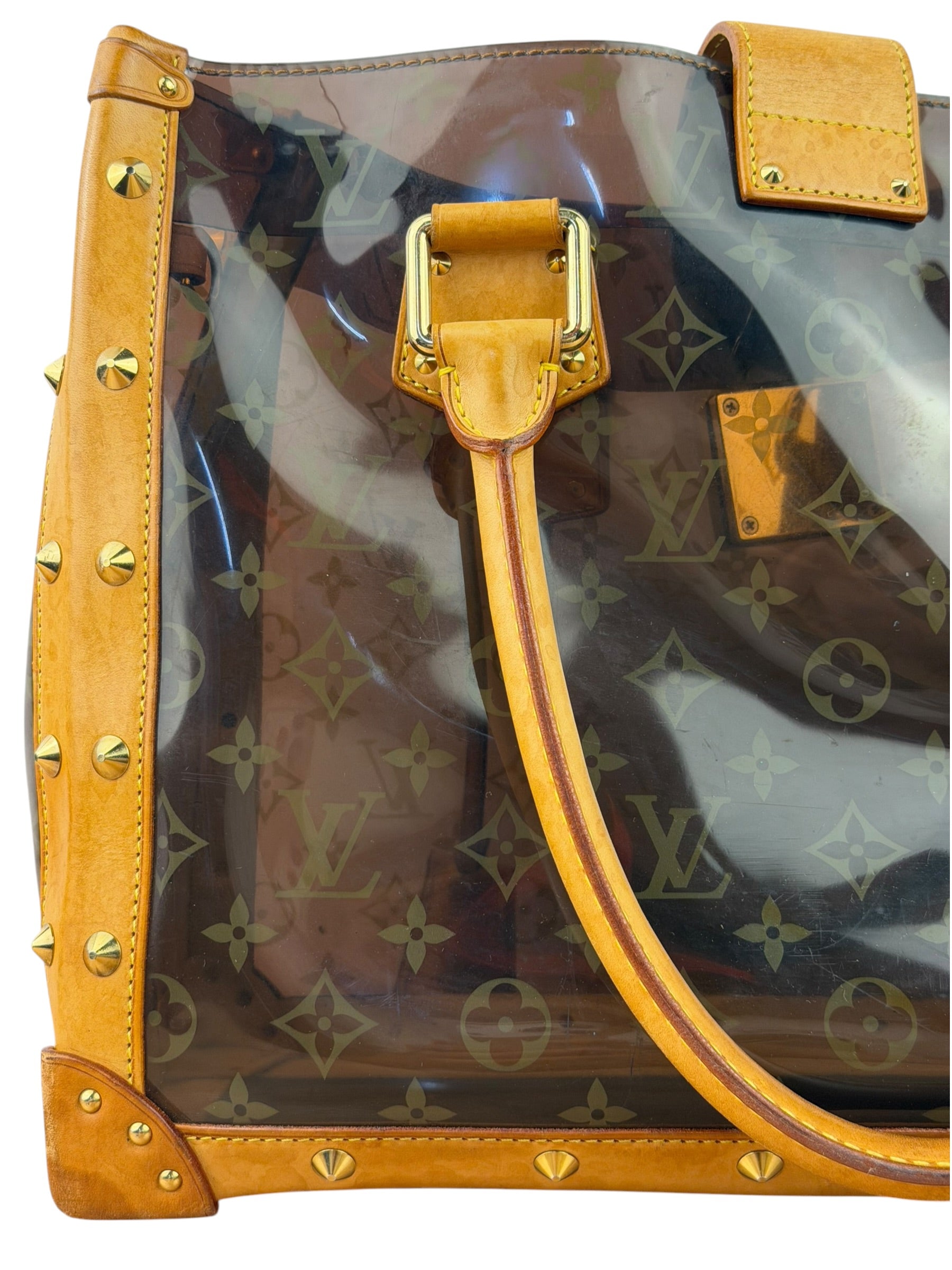 Louis Vuitton Vintage Brown Leather/PVC Monogram Ambre Tote