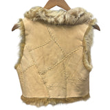 Vintage Beige Suede Fur-Lined Vest