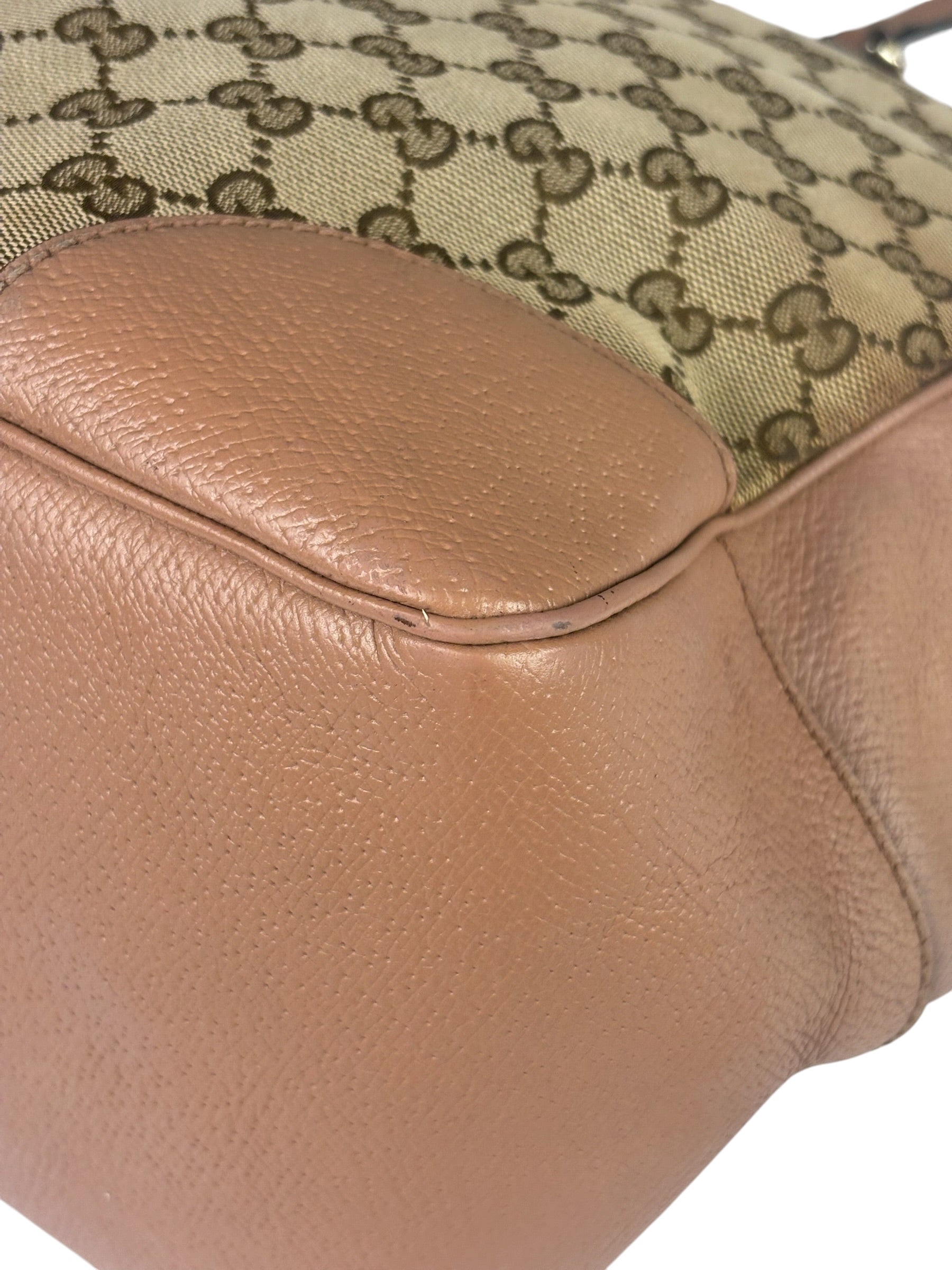 Gucci Beige/Pink Leather Trim Bree Shoulder Bag