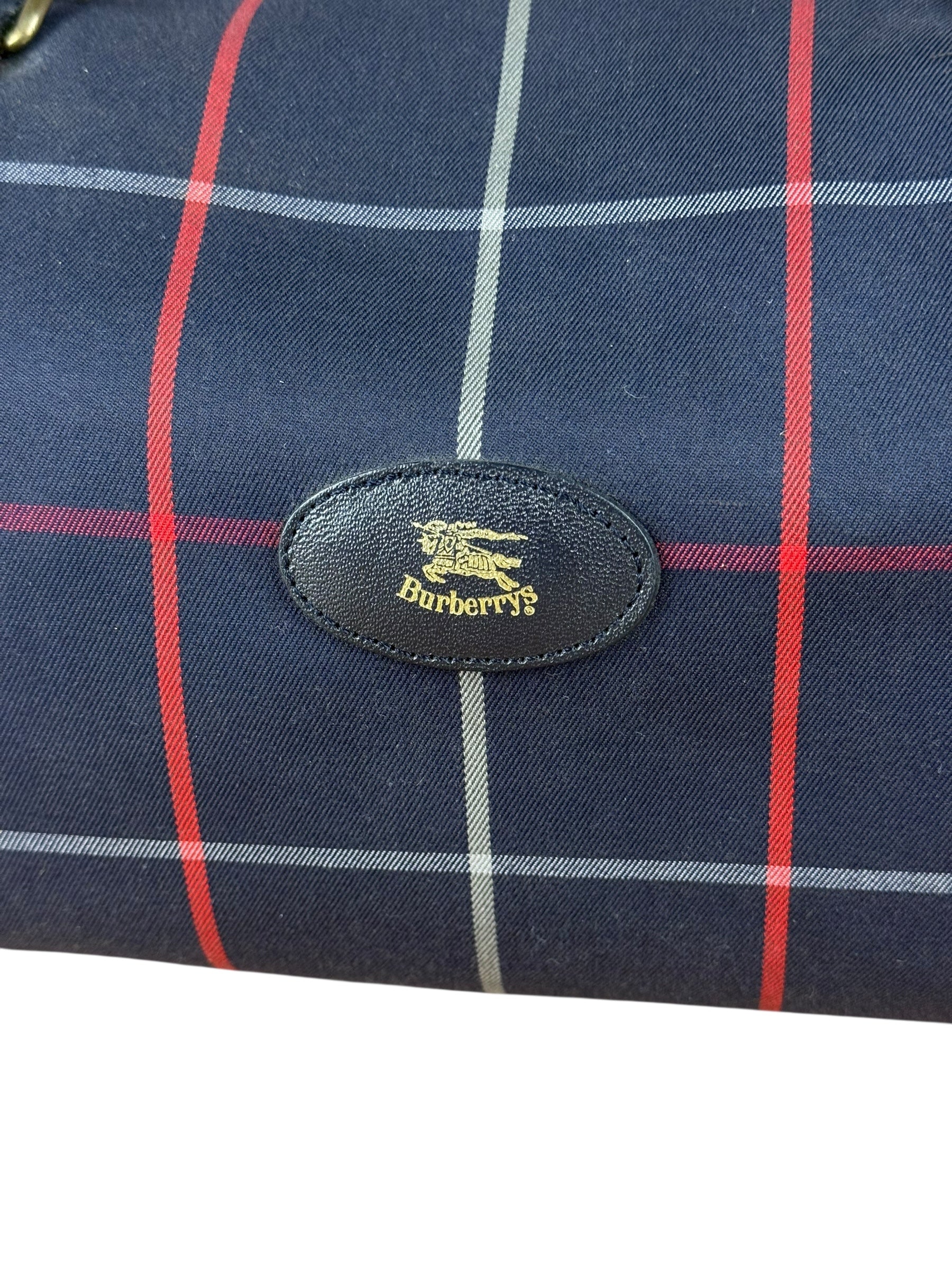 Burberry Blue Nova Check Vintage Boston Bag