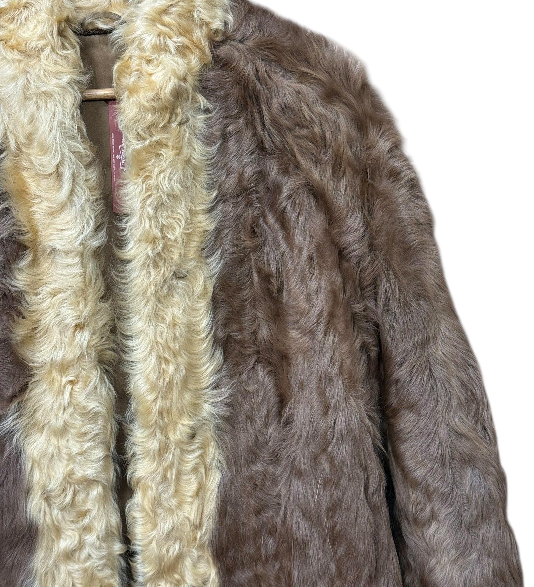 Vintage Brown/Ivory Fur Mid Length Coat