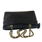 Chanel Vintage Black Caviar Leather Timeless Chain Shoulder Tote 1998