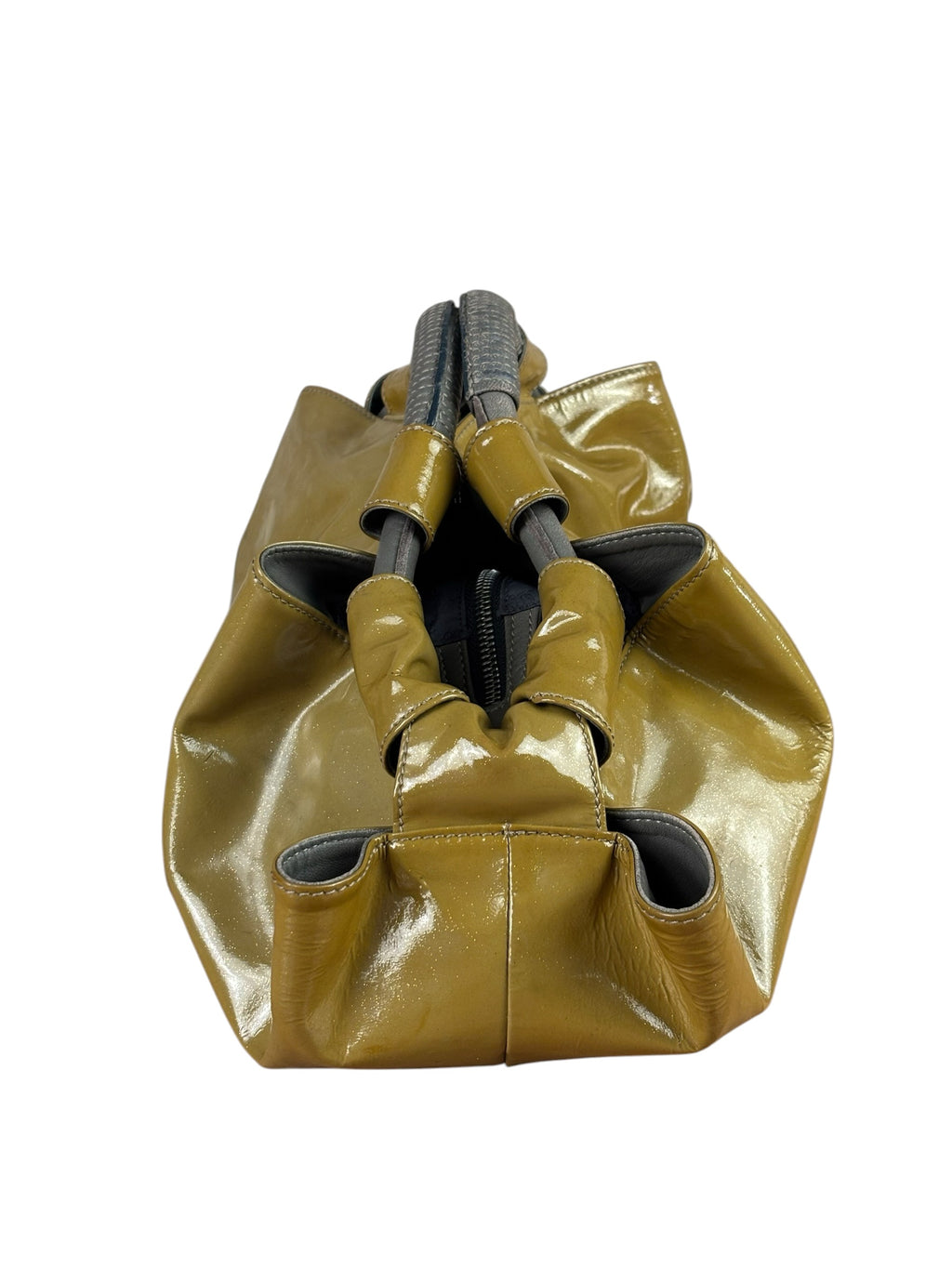 Loewe Anagram Patent Olive Leather Top Handle Bag