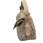 Fendi Rose Beige  Leather Trim Zucca Baguette