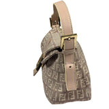 Fendi Rose Beige  Leather Trim Zucca Baguette