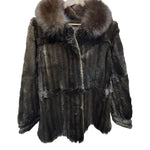 Jfa Nissin Brown Mink Fur Trim Chinchilla Fur Coat