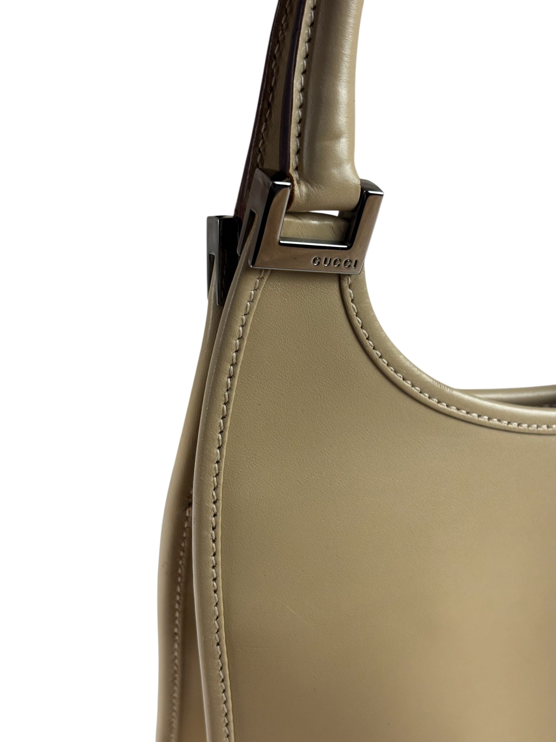 Gucci Beige Leather Piston Lock Jackie Hobo Bag