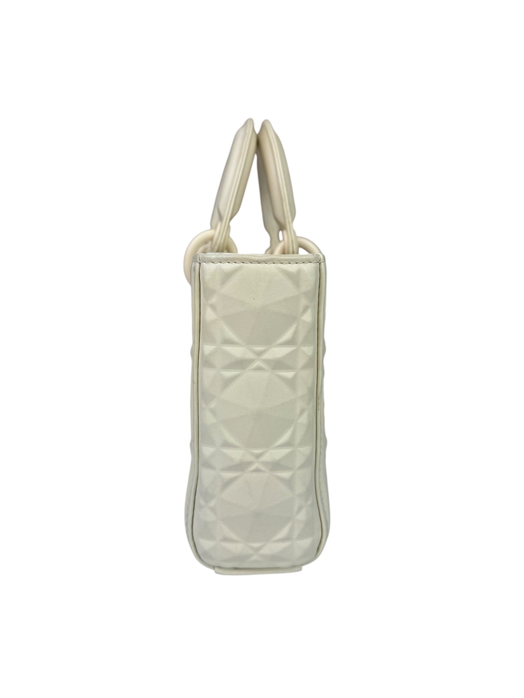 Christian Dior White Lady D-Joy Geometric 2Way Handbag