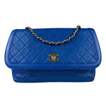 Chanel Vintage Blue Lambskin Flap Bag 1989