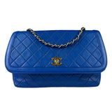 Chanel Vintage Blue Lambskin Flap Bag 1989