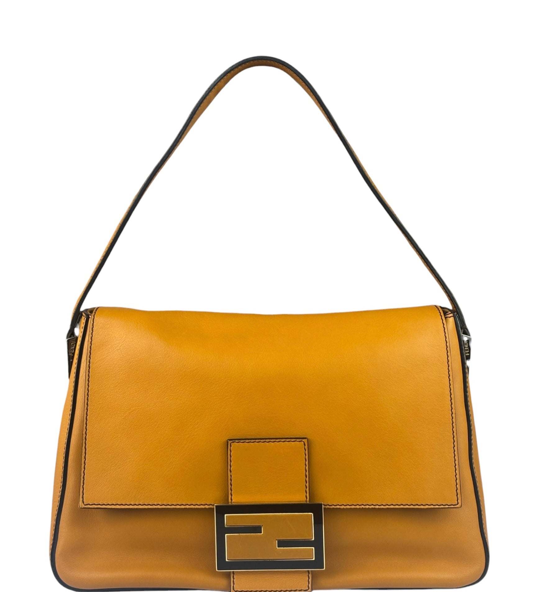 Fendi Brown Leather Mamma Foreever Flap Baguette