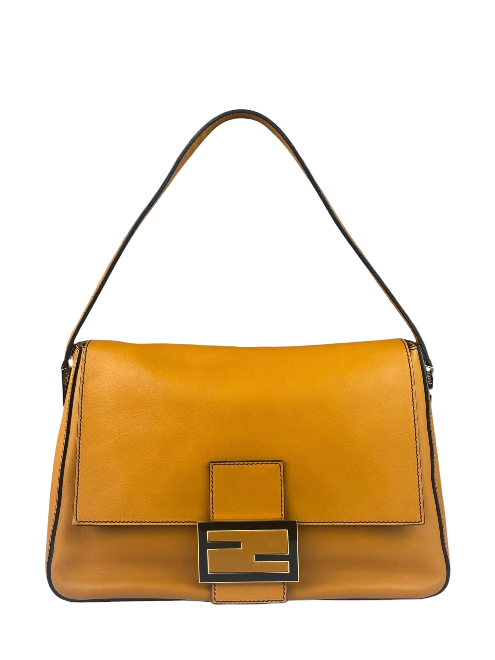 Fendi Brown Leather Mamma Foreever Flap Baguette