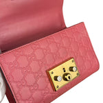 Gucci GG Pink Embossed Leather Small Padlock Chain Bag