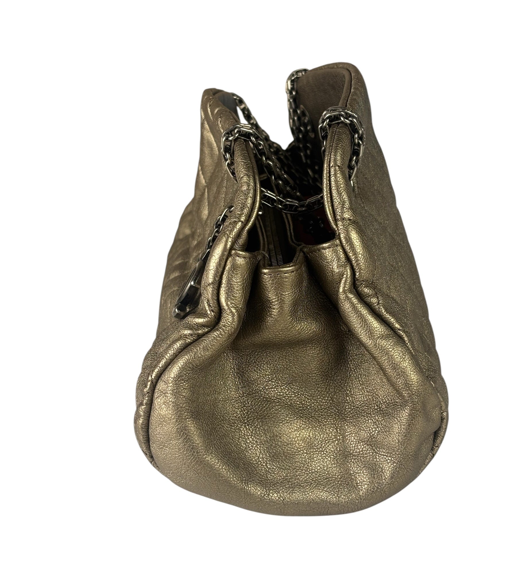 Chanel Metallic Gold Quilted Caviar Just Mademoiselle Bowling Bag 2010