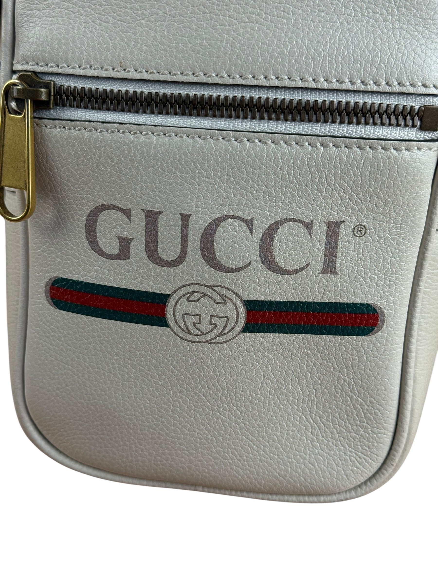 Gucci White Grained Sherry Leather Crossbody
