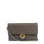 Gucci Grey Leather Wallet On Chain