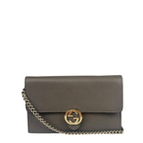 Gucci Grey Leather Wallet On Chain