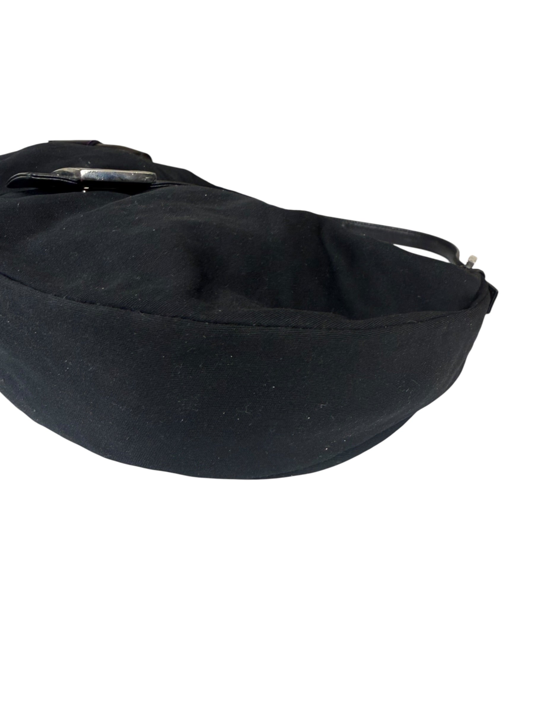 Fendi Black Leather Trim Mamma Baguette