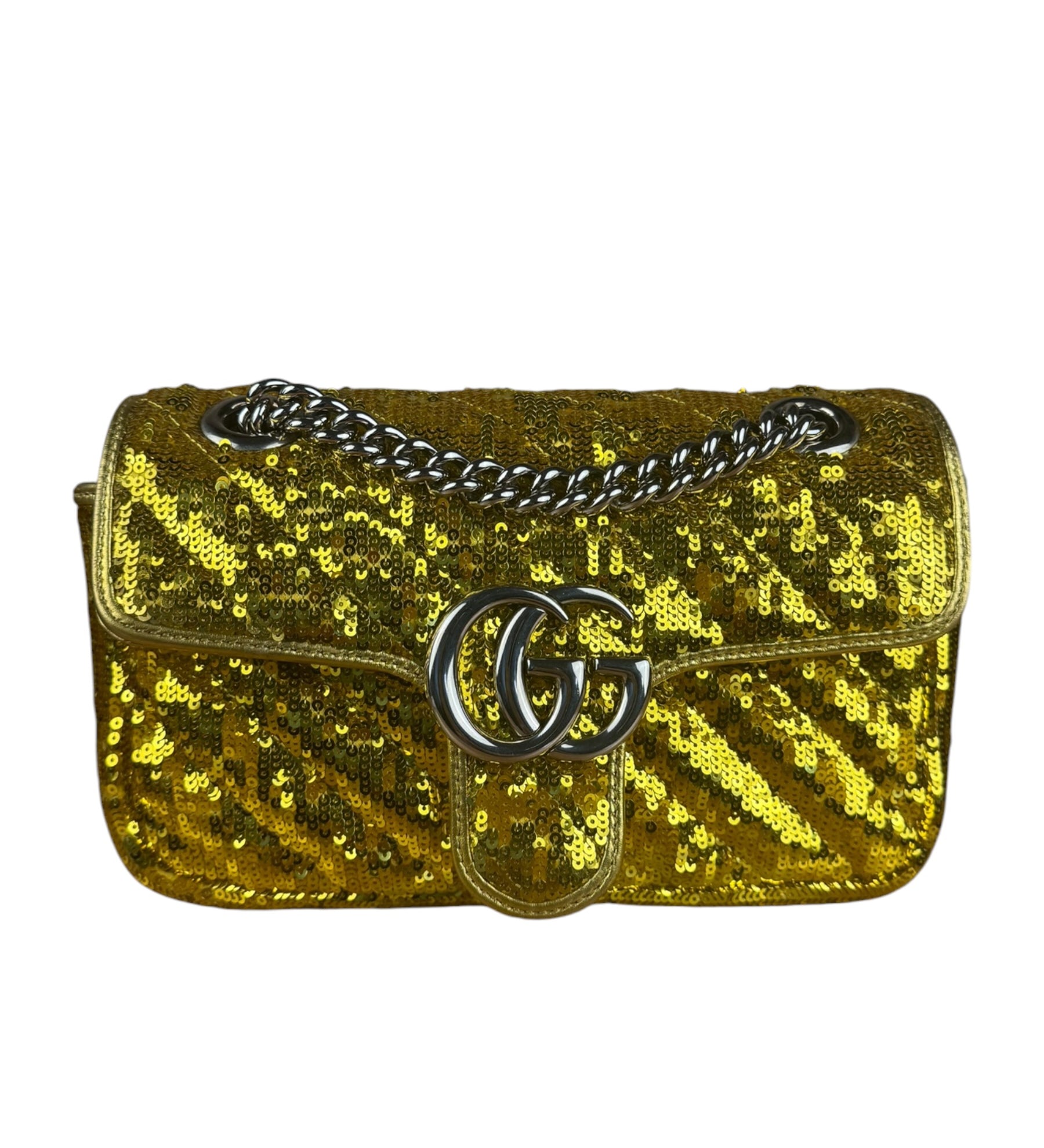 Gucci GG Marmont Gold Sequin Chain Shoulder Bag